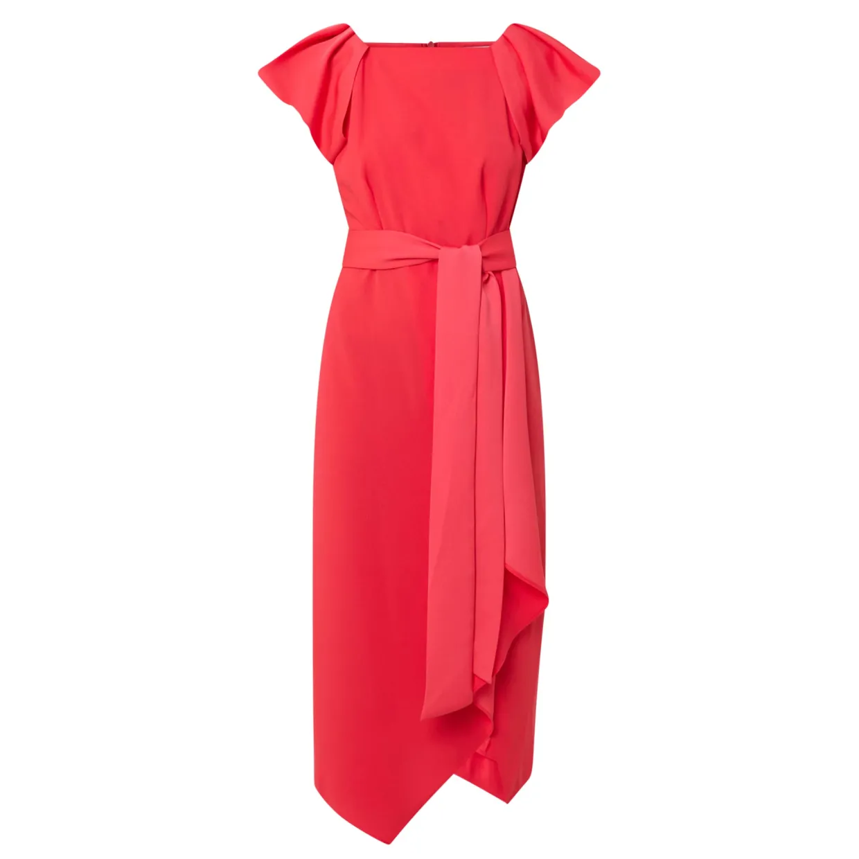 Della Puff-Sleeve Belted Asymmetric Dress