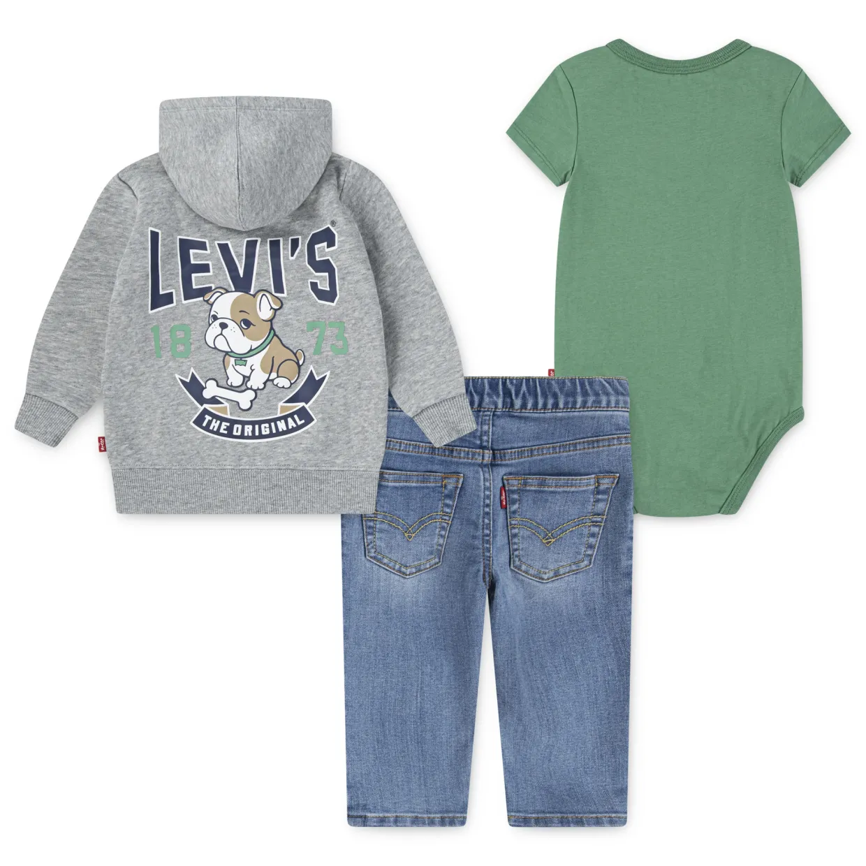 Dog Logo Bodysuit, Hoodie & Jeans Three-Piece Set 3-24 Months