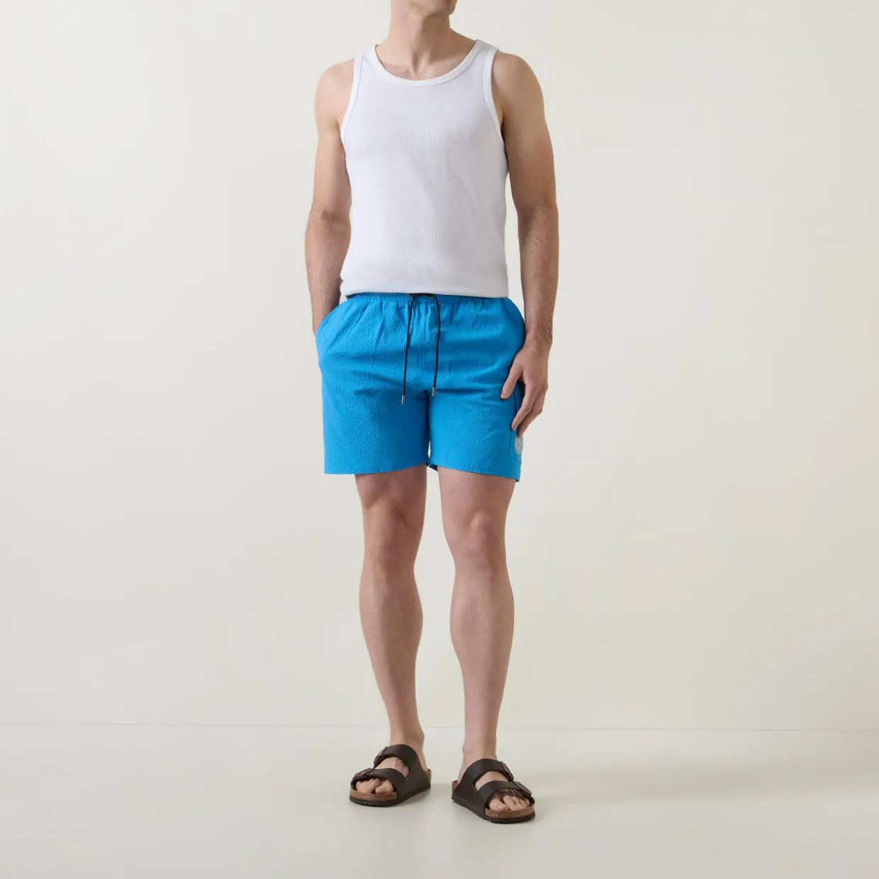 Drawstring Seersucker Swim Shorts
