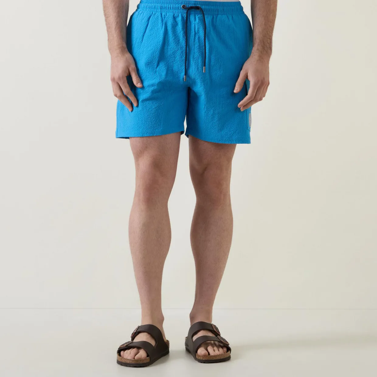 Drawstring Seersucker Swim Shorts