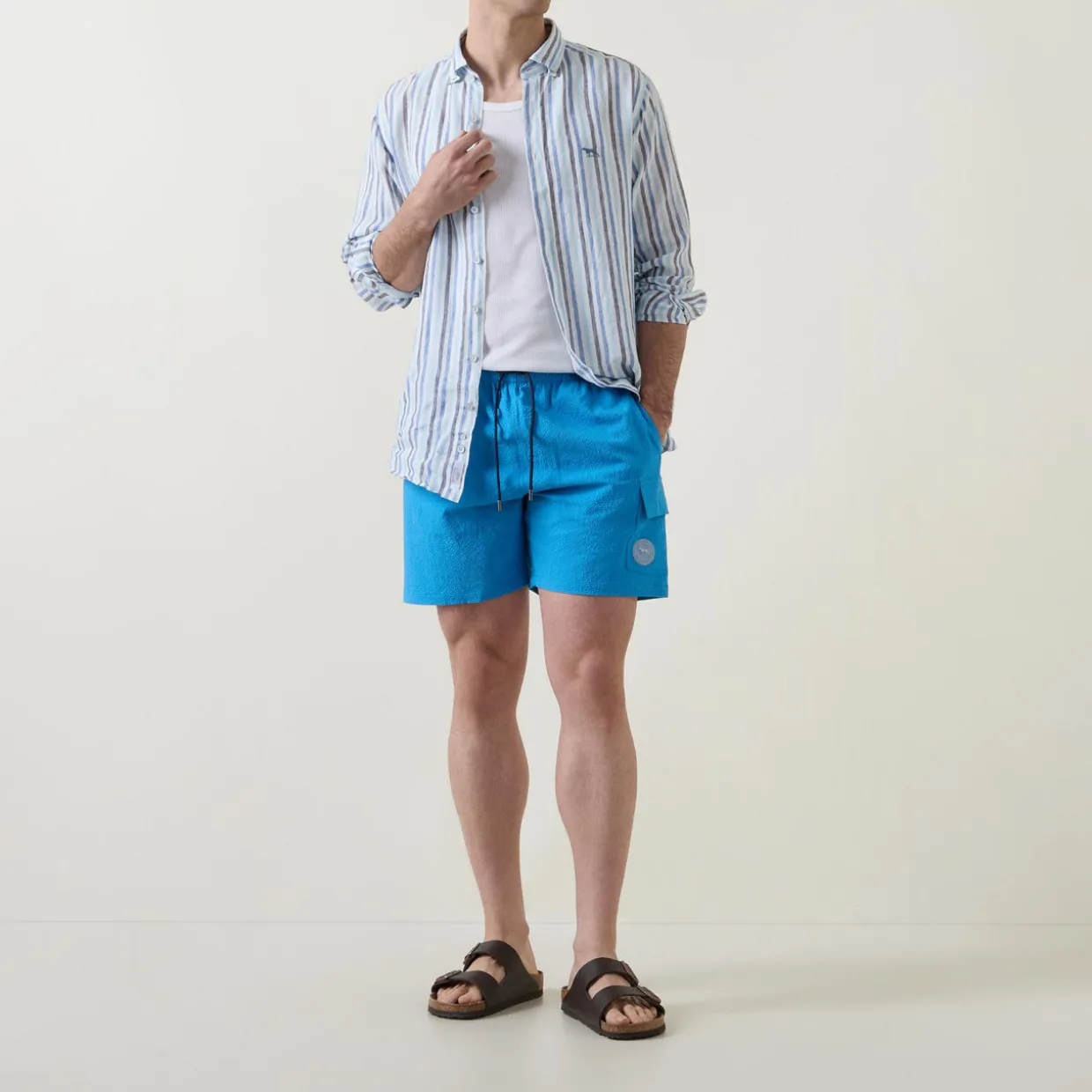 Drawstring Seersucker Swim Shorts