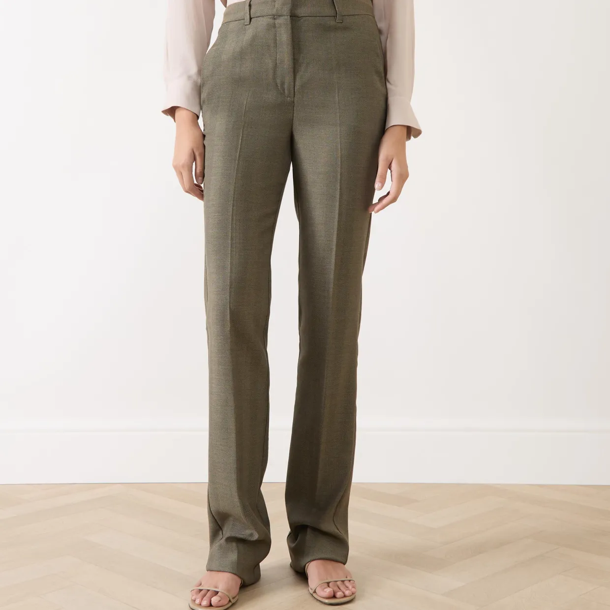 Edison Herringbone Straight Leg Trousers