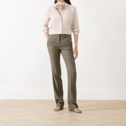 Edison Herringbone Straight Leg Trousers
