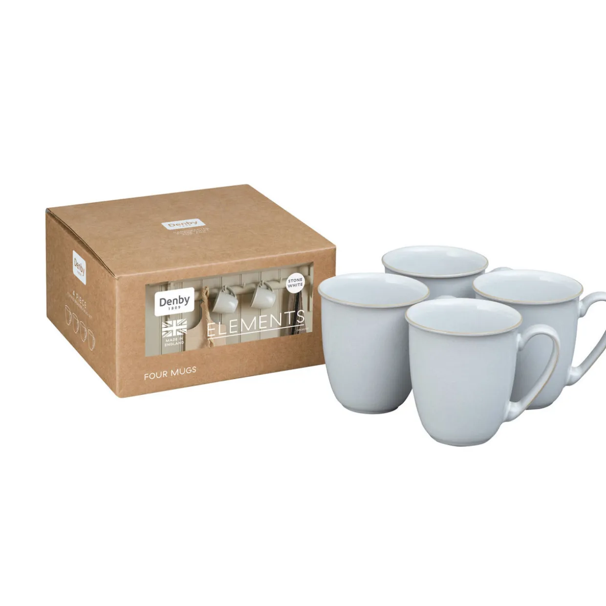 Elements Stone White Set of Four Mugs