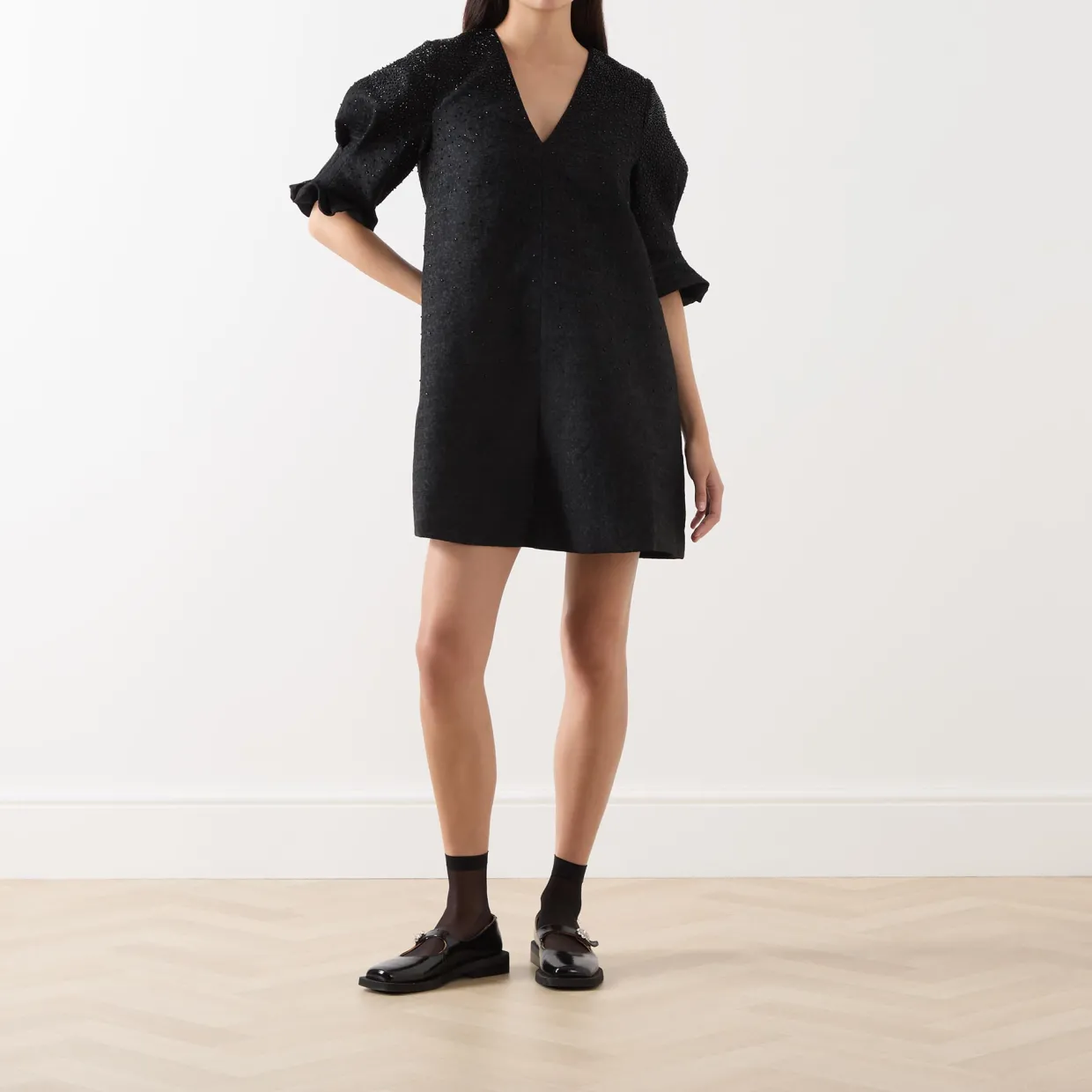Embellished Jacquard Mini Dress