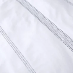 Embroidered Bands Duvet Set White