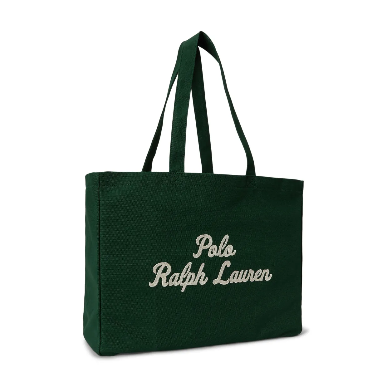 Embroidered Script Logo Canvas Tote Bag