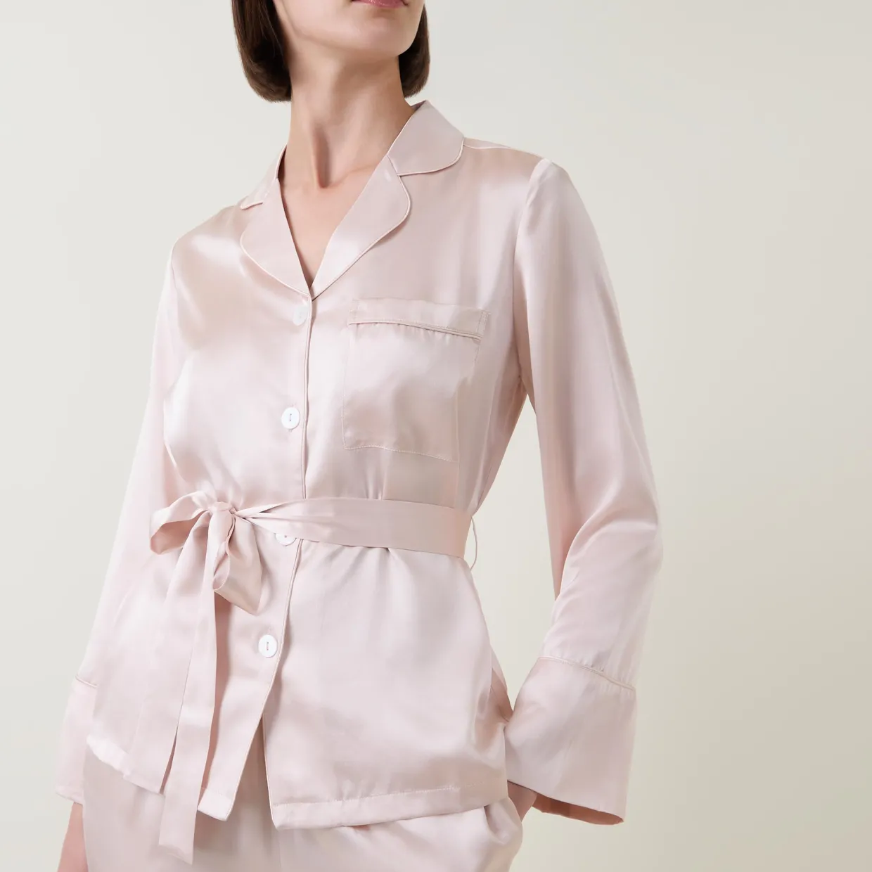 Emerald Tie-Fastening Silk Pyjama Set