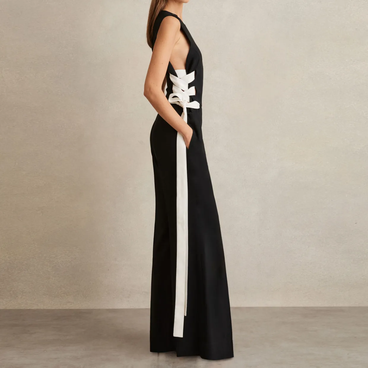 Emma Lace-Up Wide Leg Jumpsuit