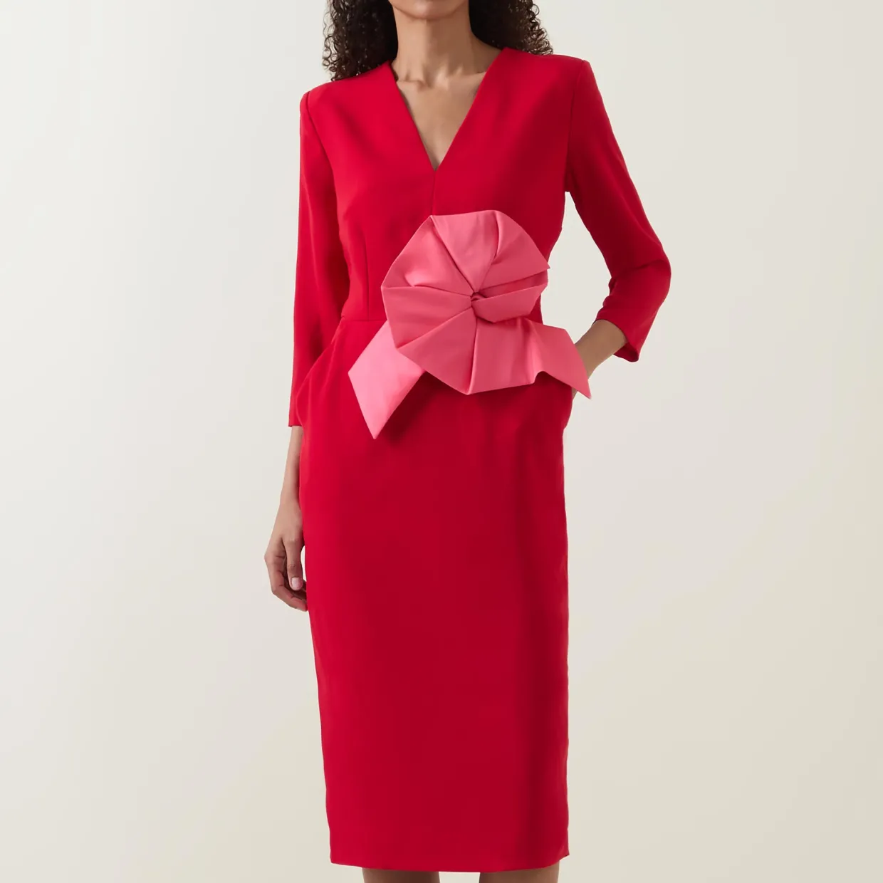 Everly Flower Appliqué Pencil Dress