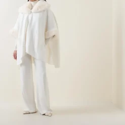 Faux Fur Trim Cape