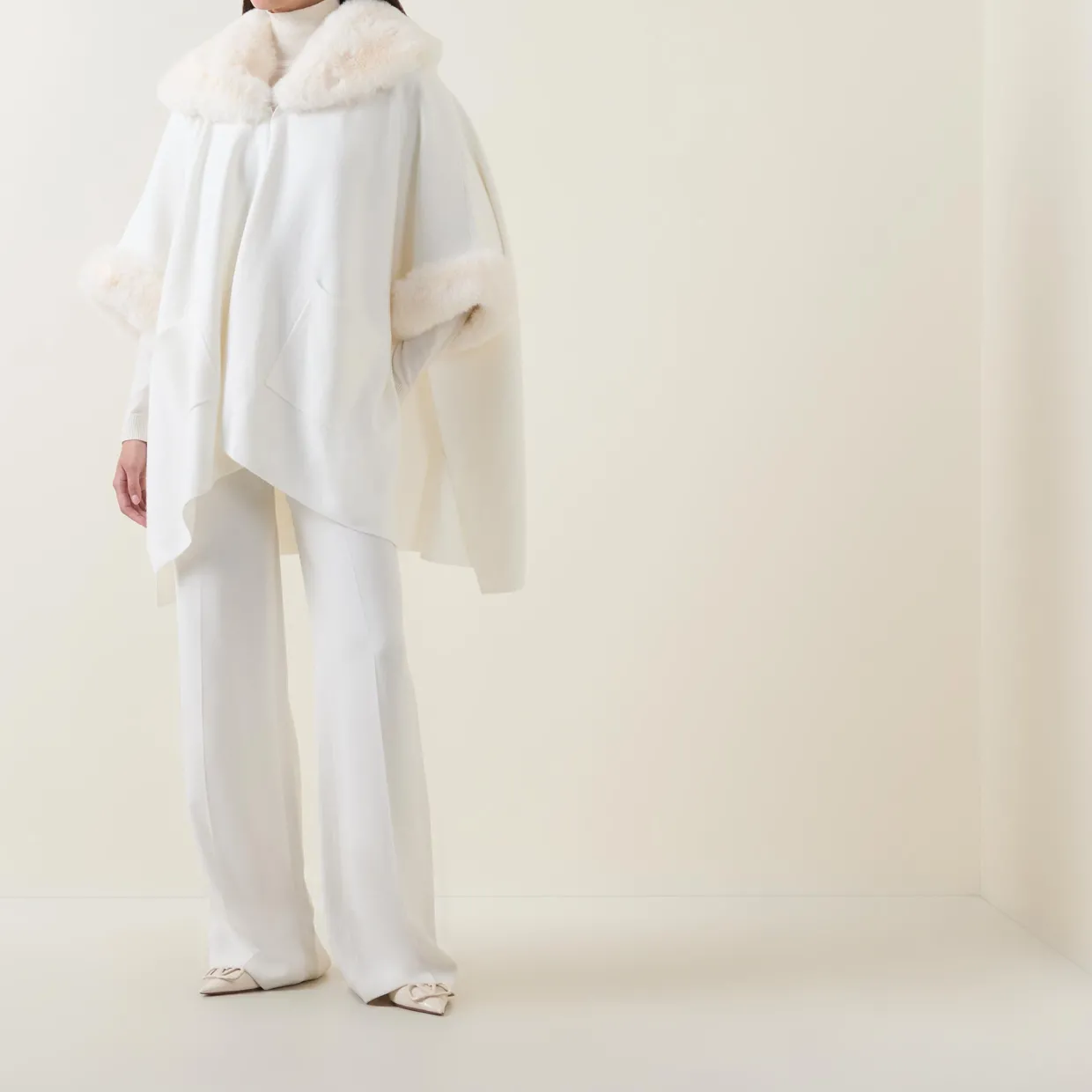 Faux Fur Trim Cape