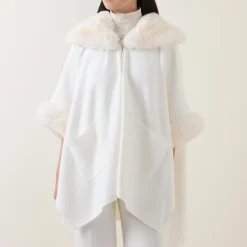 Faux Fur Trim Cape