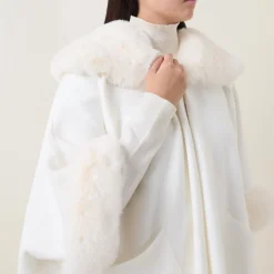 Faux Fur Trim Cape