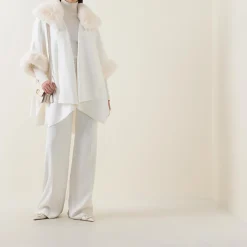 Faux Fur Trim Cape