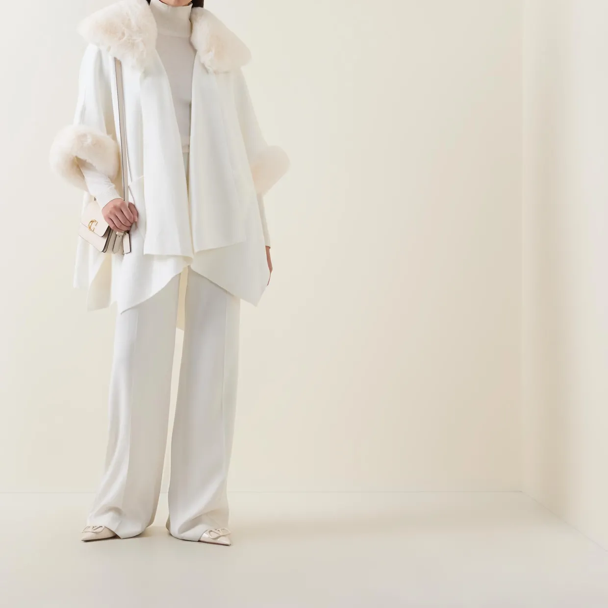 Faux Fur Trim Cape