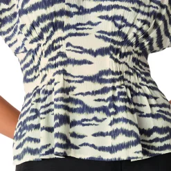 Feathered Tiger Shirred Blouse