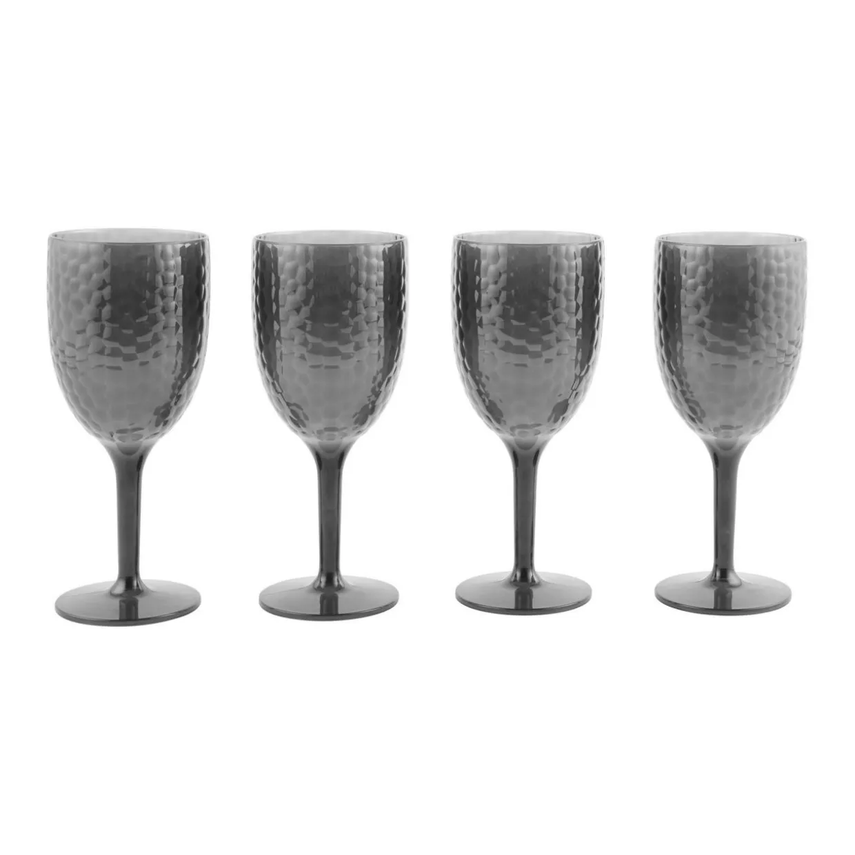 Fete Hammered Four Piece Wine Glass Set - Grey