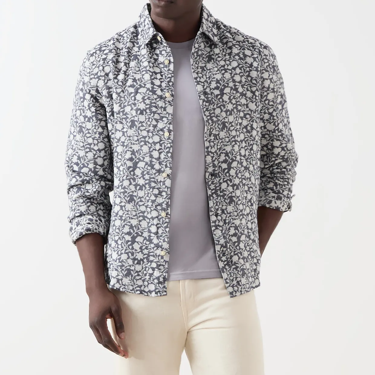 Floral Jacquard Single Cuff Shirt