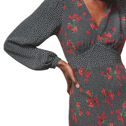 Floral Polka Dot Flared Dress