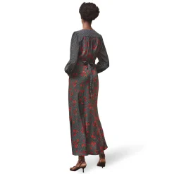 Floral Polka Dot Flared Dress