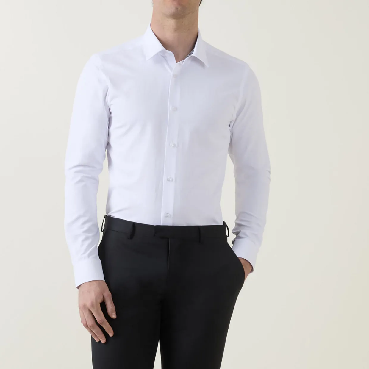 Floral Trim Single-Cuff Shirt