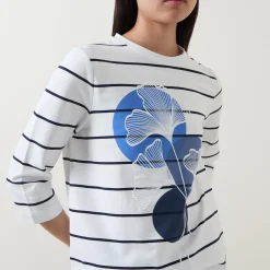 Flower Striped Long-Sleeved T-Shirt