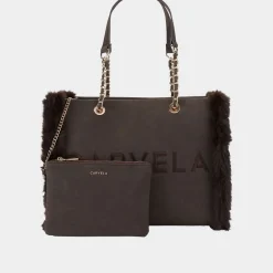 Frame Faux Fur Trim Tote Bag