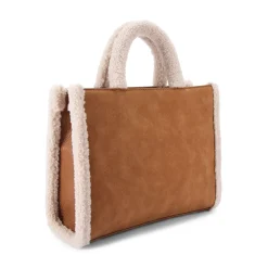Frame Midi Faux Shearling Trim Tote Bag