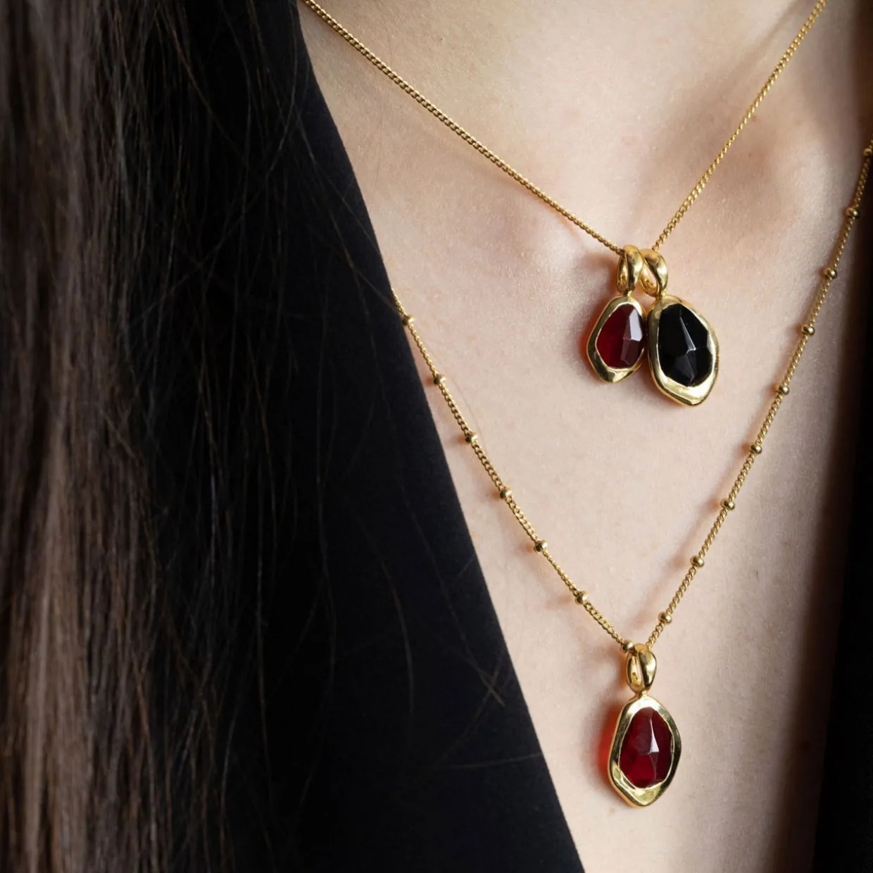 Garnet Stepping Stone Pendant Necklace