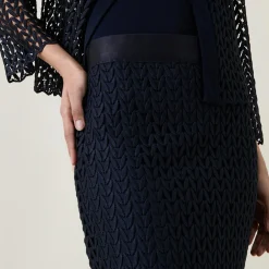 Geometric High-Waist Pencil Skirt