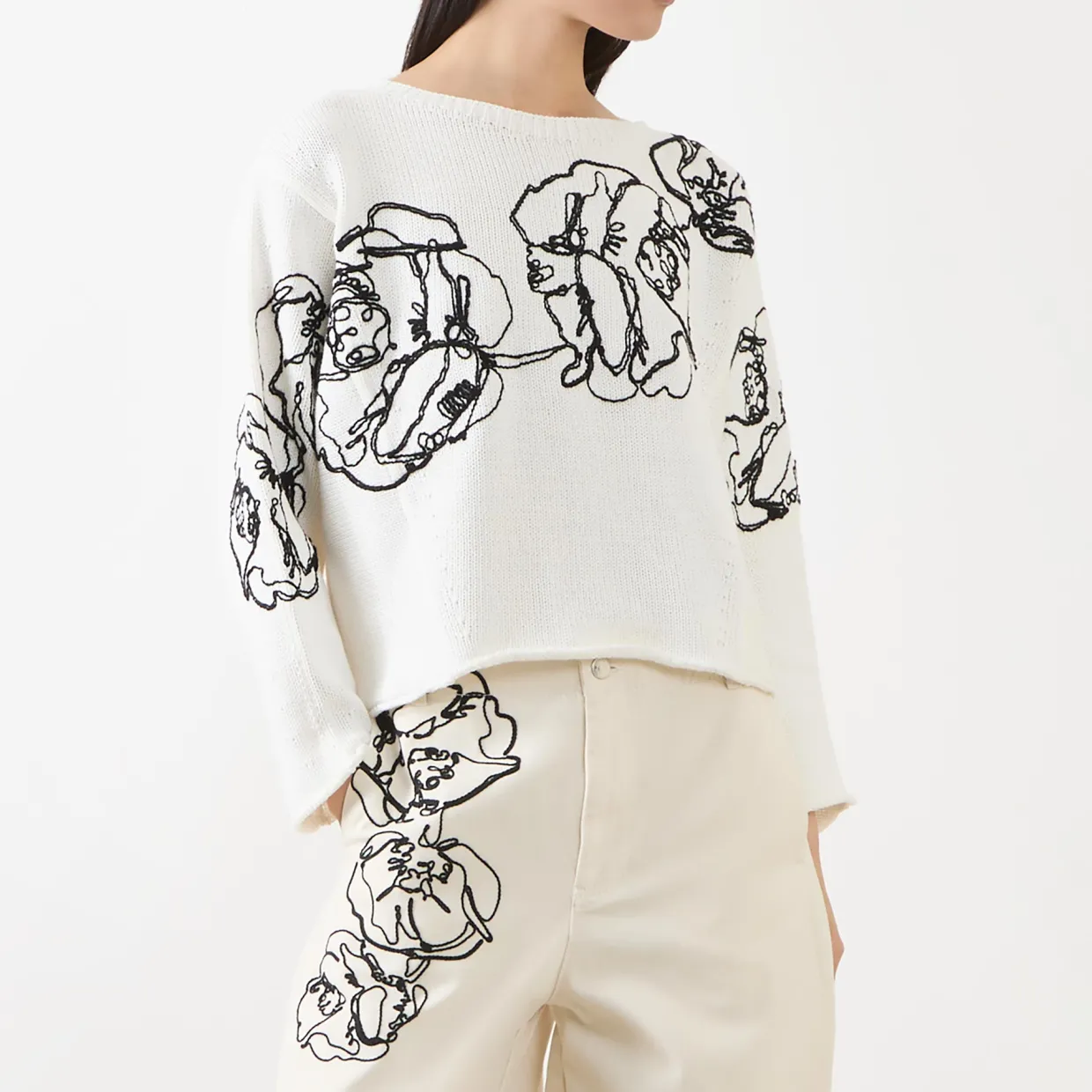 Ghiaia Flower Cropped Sweater
