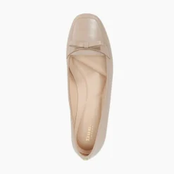 Glows Leather Square Toe Bow Trim Loafers