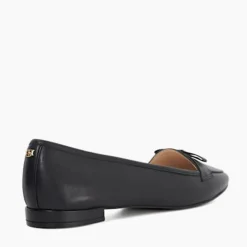 Glows Leather Square Toe Bow Trim Loafers