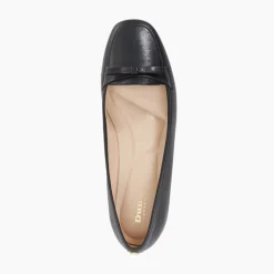 Glows Leather Square Toe Bow Trim Loafers