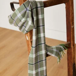 Green and Mink Lambswool Scarf