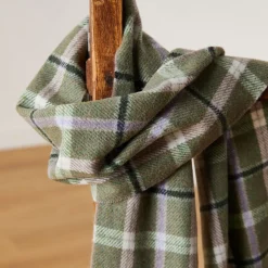 Green and Mink Lambswool Scarf