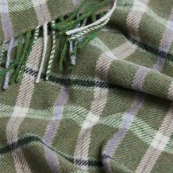 Green and Mink Lambswool Scarf