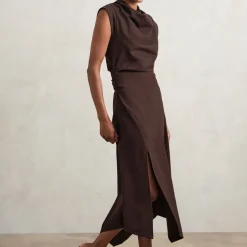 Harlan Draped Asymmetric Flared Dress