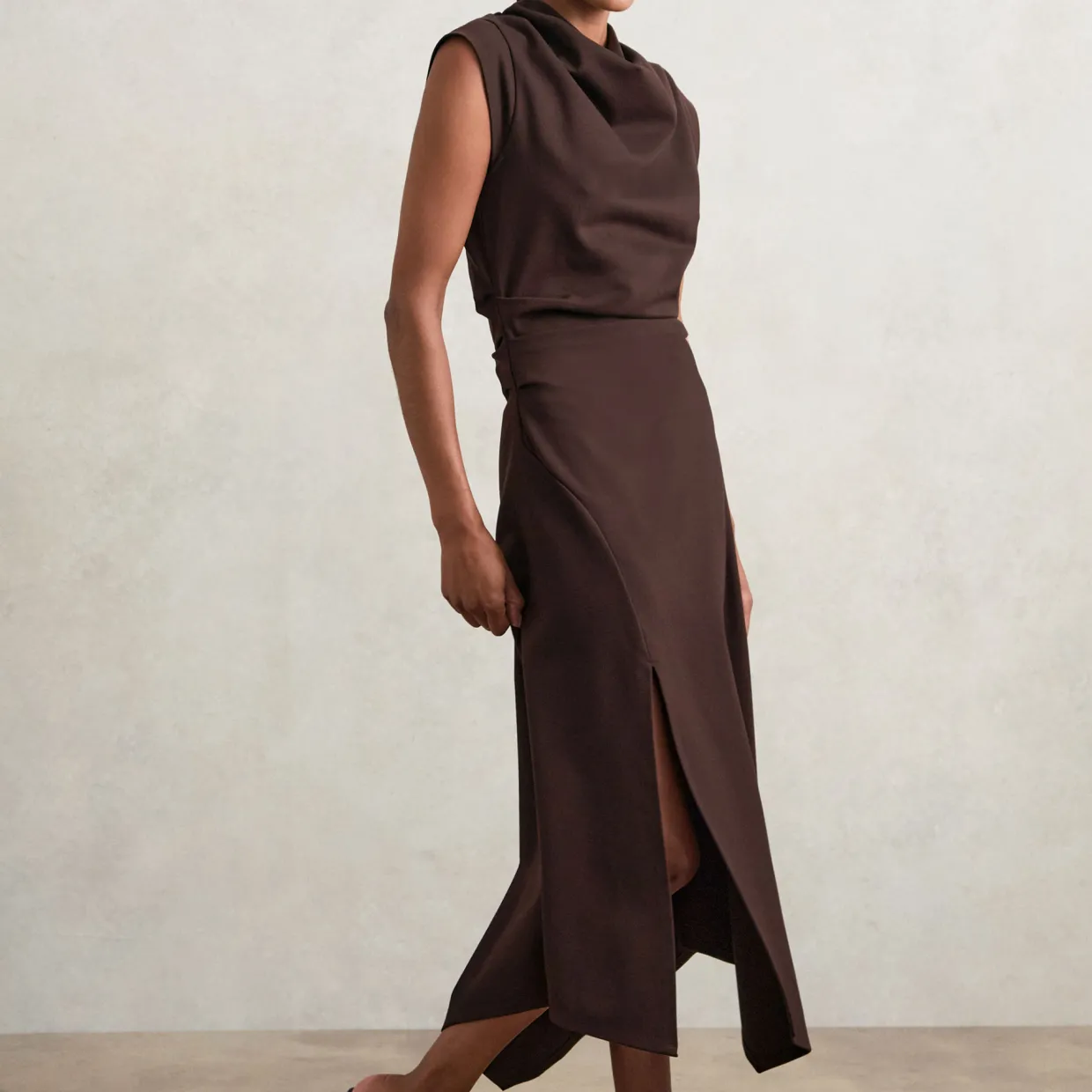 Harlan Draped Asymmetric Flared Dress