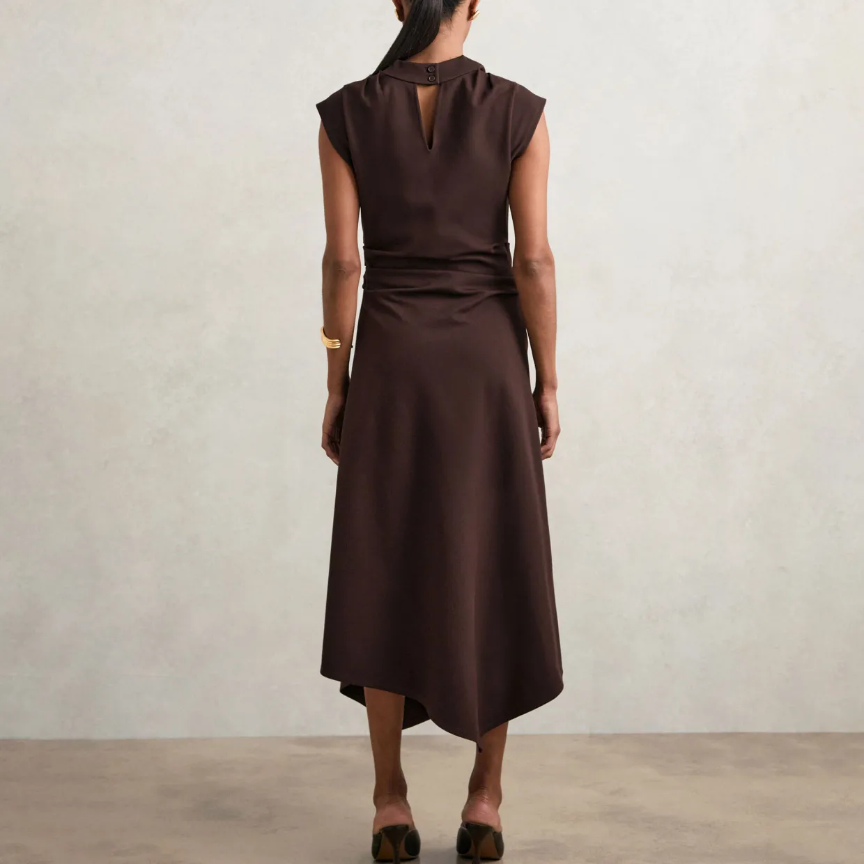 Harlan Draped Asymmetric Flared Dress