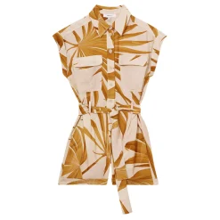 Harri Palm Print Belted Playsuit