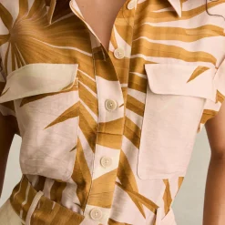 Harri Palm Print Belted Playsuit