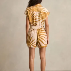 Harri Palm Print Belted Playsuit