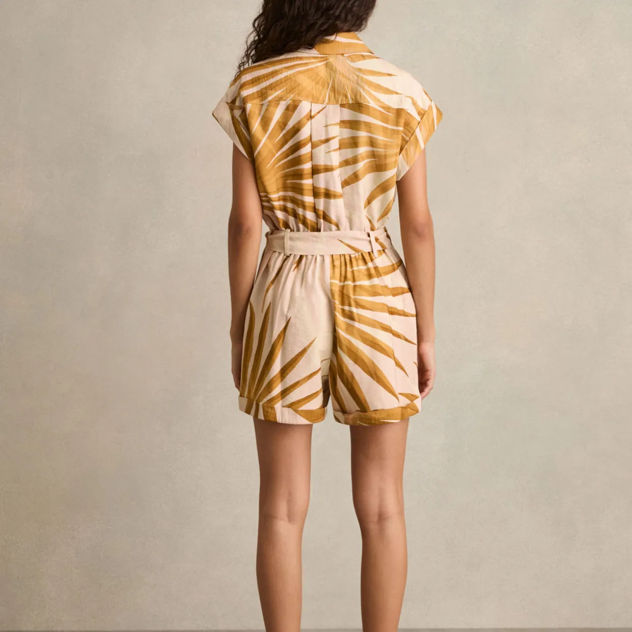 Harri Palm Print Belted Playsuit