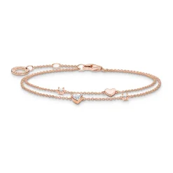 Hearts and White Stones Rose Gold Bracelet