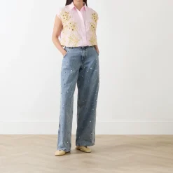 Higg Rhinestone Wide Leg Jeans