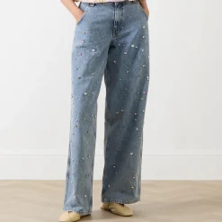 Higg Rhinestone Wide Leg Jeans