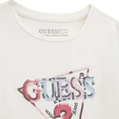 High Low Sequin Logo Top