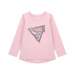 High Low Sequin Logo Top